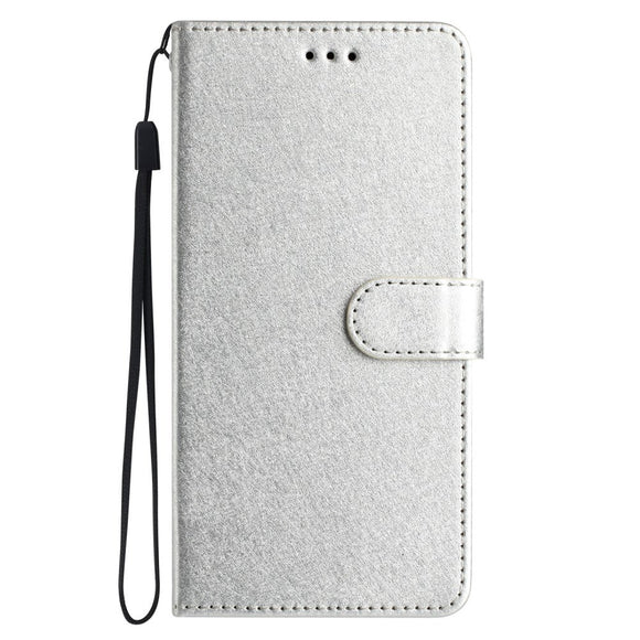 Samsung Galaxy A15 (5G) / A15 Læder Cover - Silke Tekstur - m. Pung og Strop - Sølv