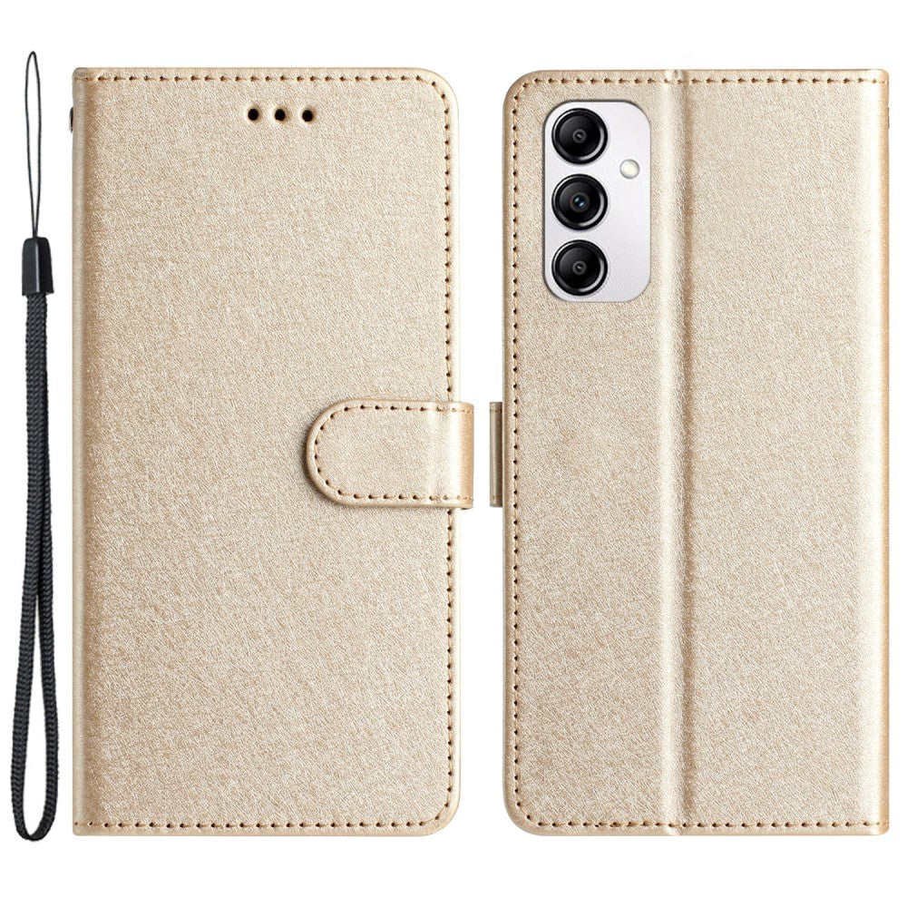 Samsung Galaxy A15 (5G) / A15 Læder Cover - Silke Tekstur - m. Pung og Strop - Guld