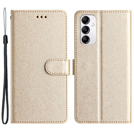 Samsung Galaxy A15 (5G) / A15 Læder Cover - Silke Tekstur - m. Pung og Strop - Guld