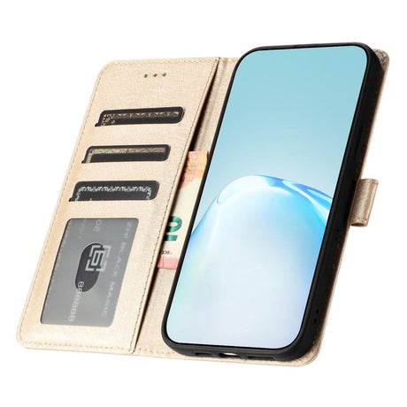Samsung Galaxy A15 (5G) / A15 Læder Cover - Silke Tekstur - m. Pung og Strop - Guld