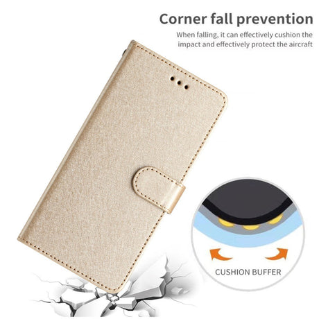 Samsung Galaxy A15 (5G) / A15 Læder Cover - Silke Tekstur - m. Pung og Strop - Guld