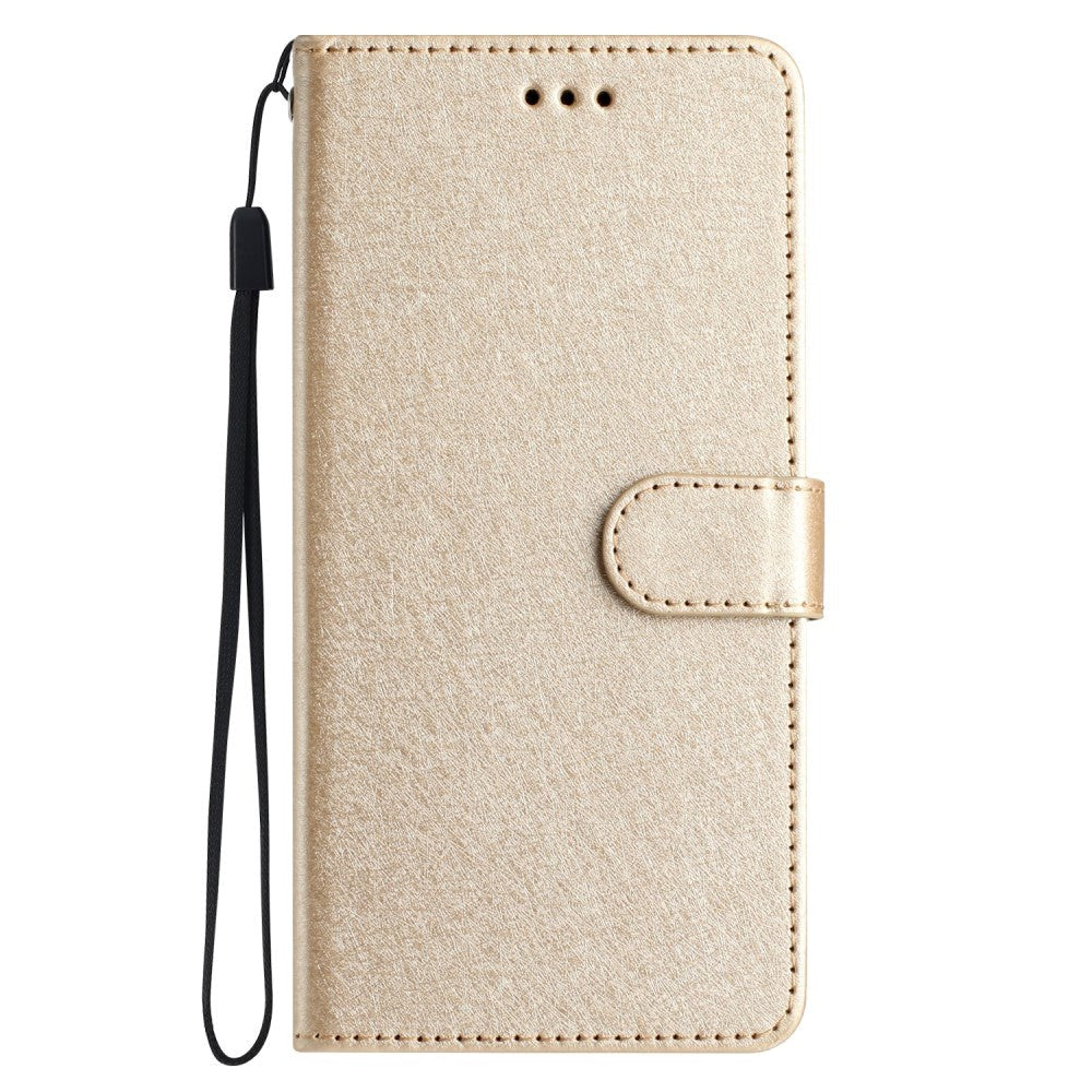 Samsung Galaxy A15 (5G) / A15 Læder Cover - Silke Tekstur - m. Pung og Strop - Guld
