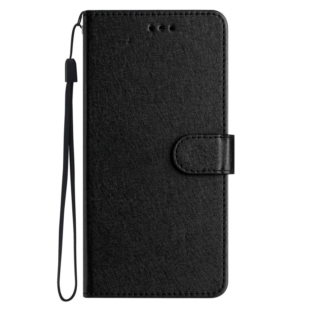 Samsung Galaxy A15 (5G) / A15 Læder Cover - Silke Tekstur - m. Pung og Strop - Sort