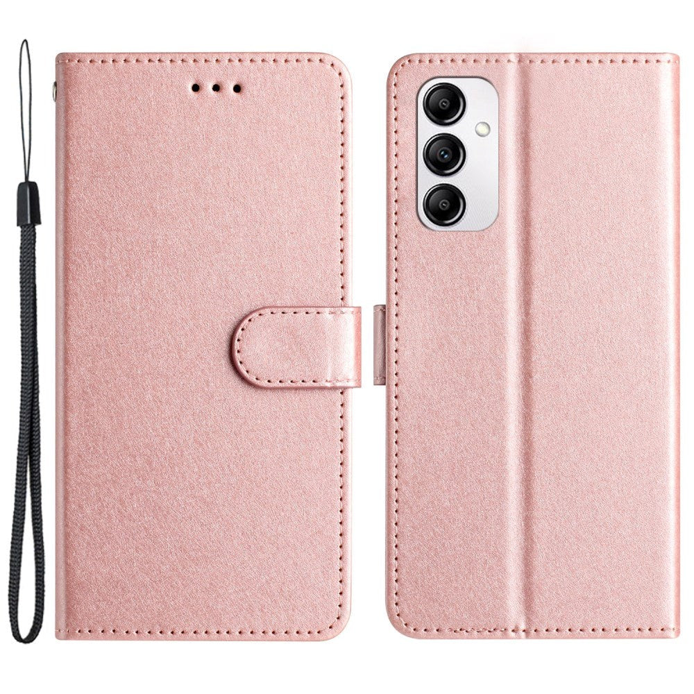 Samsung Galaxy A15 (5G) / A15 Læder Cover - Silke Tekstur - m. Pung og Strop - Rose Gold