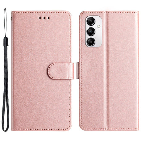 Samsung Galaxy A15 (5G) / A15 Læder Cover - Silke Tekstur - m. Pung og Strop - Rose Gold