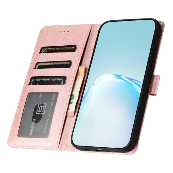Samsung Galaxy A15 (5G) / A15 Læder Cover - Silke Tekstur - m. Pung og Strop - Rose Gold
