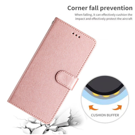 Samsung Galaxy A15 (5G) / A15 Læder Cover - Silke Tekstur - m. Pung og Strop - Rose Gold