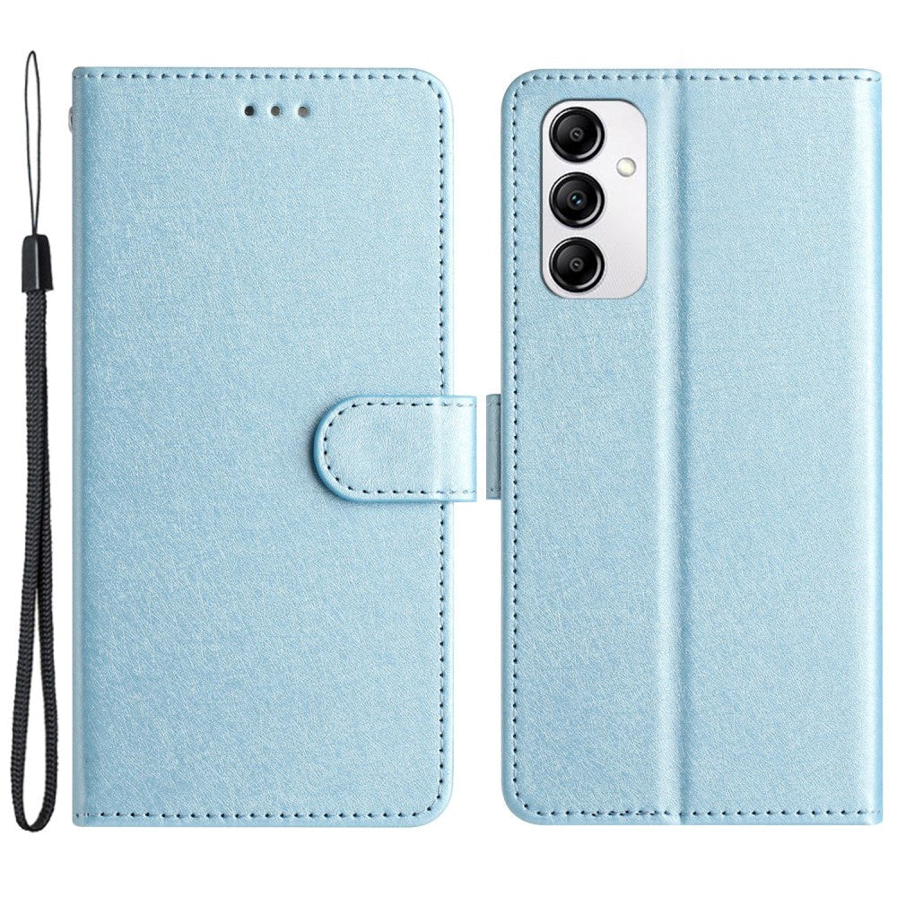 Samsung Galaxy A15 (5G) / A15 Læder Cover - Silke Tekstur - m. Pung og Strop - Blå