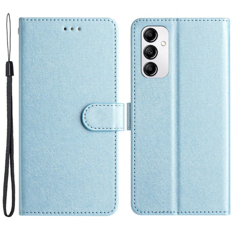 Samsung Galaxy A15 (5G) / A15 Læder Cover - Silke Tekstur - m. Pung og Strop - Blå