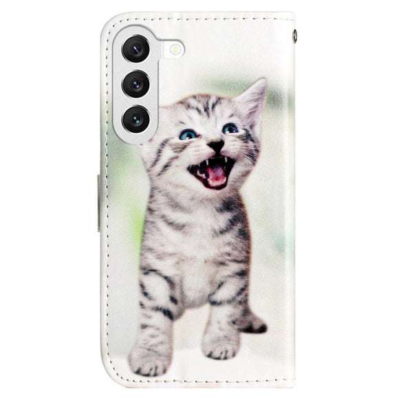 Samsung Galaxy S24 Læder Cover m. Pung og Strop - Kattekilling