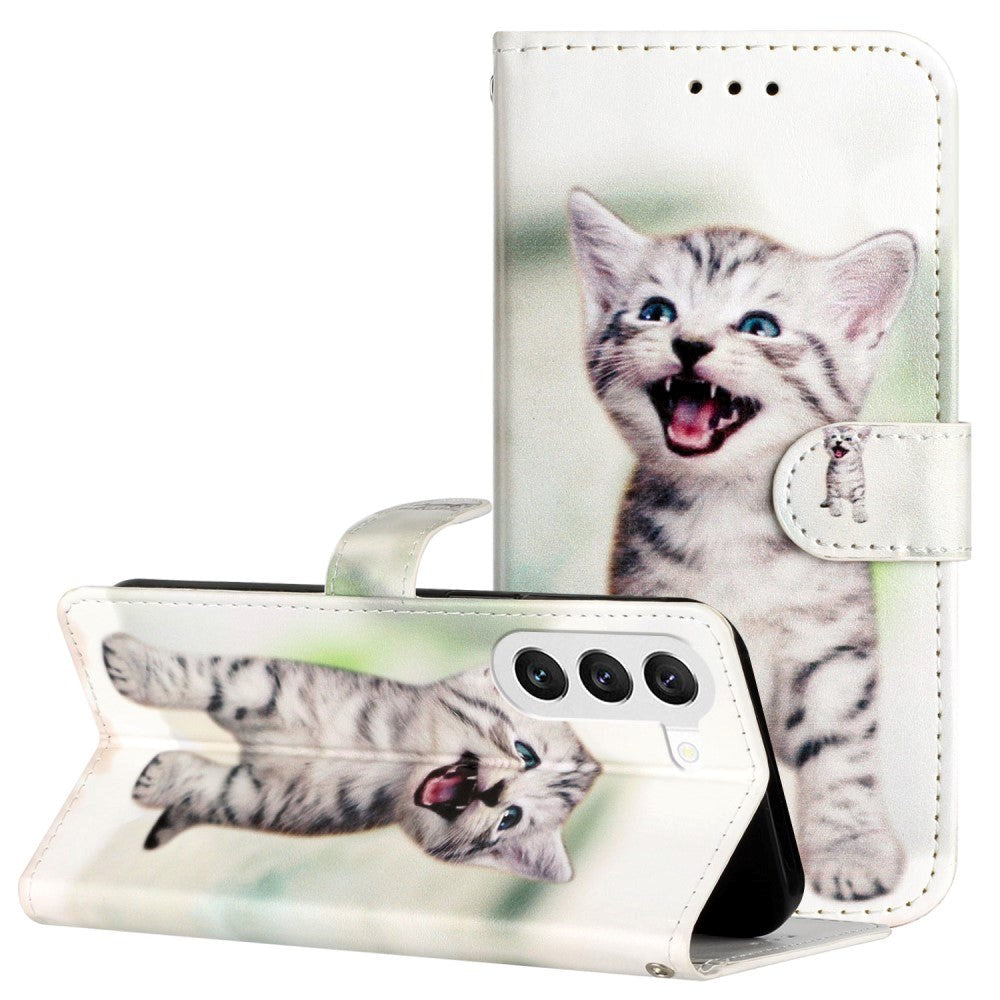 Samsung Galaxy S24 Læder Cover m. Pung og Strop - Kattekilling