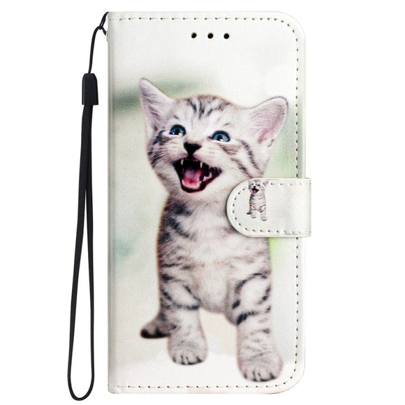 Samsung Galaxy S24 Læder Cover m. Pung og Strop - Kattekilling
