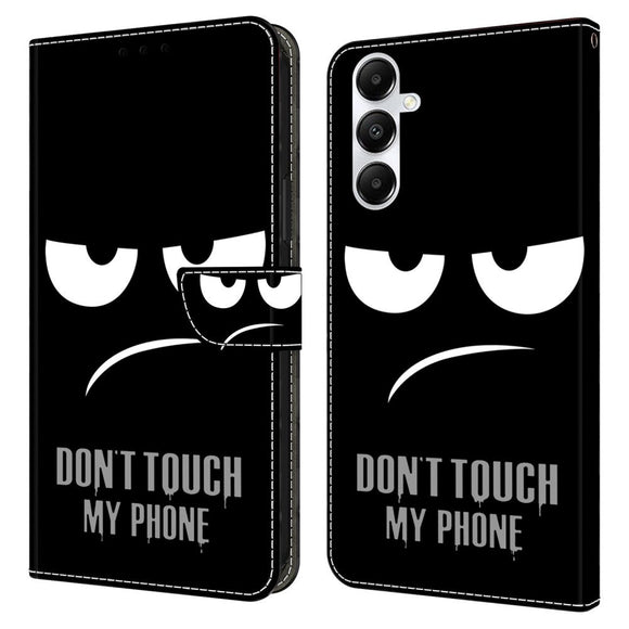 Samsung Galaxy A05s Læder Cover m. Pung & Ståfunktion - "Don't Touch My Phone"
