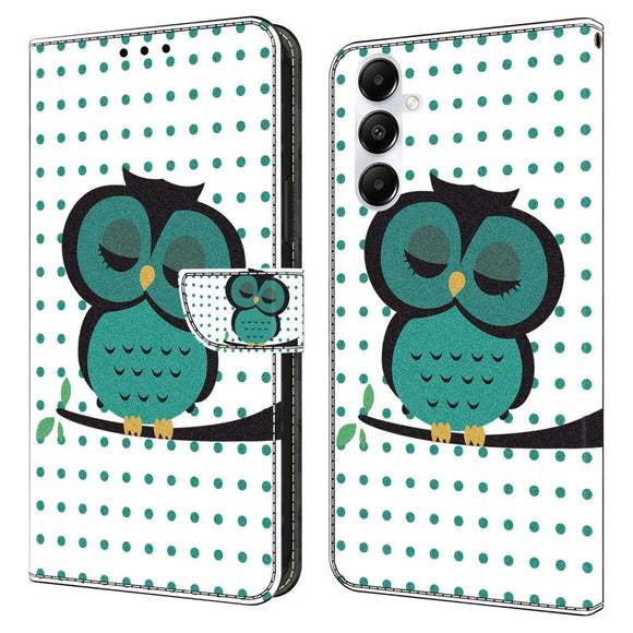 Samsung Galaxy A05s Læder Cover m. Pung & Ståfunktion - Sovende Ugle