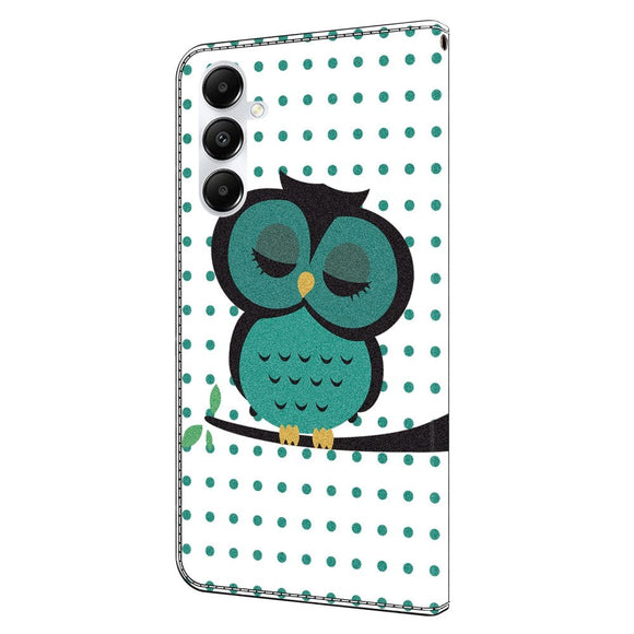 Samsung Galaxy A05s Læder Cover m. Pung & Ståfunktion - Sovende Ugle
