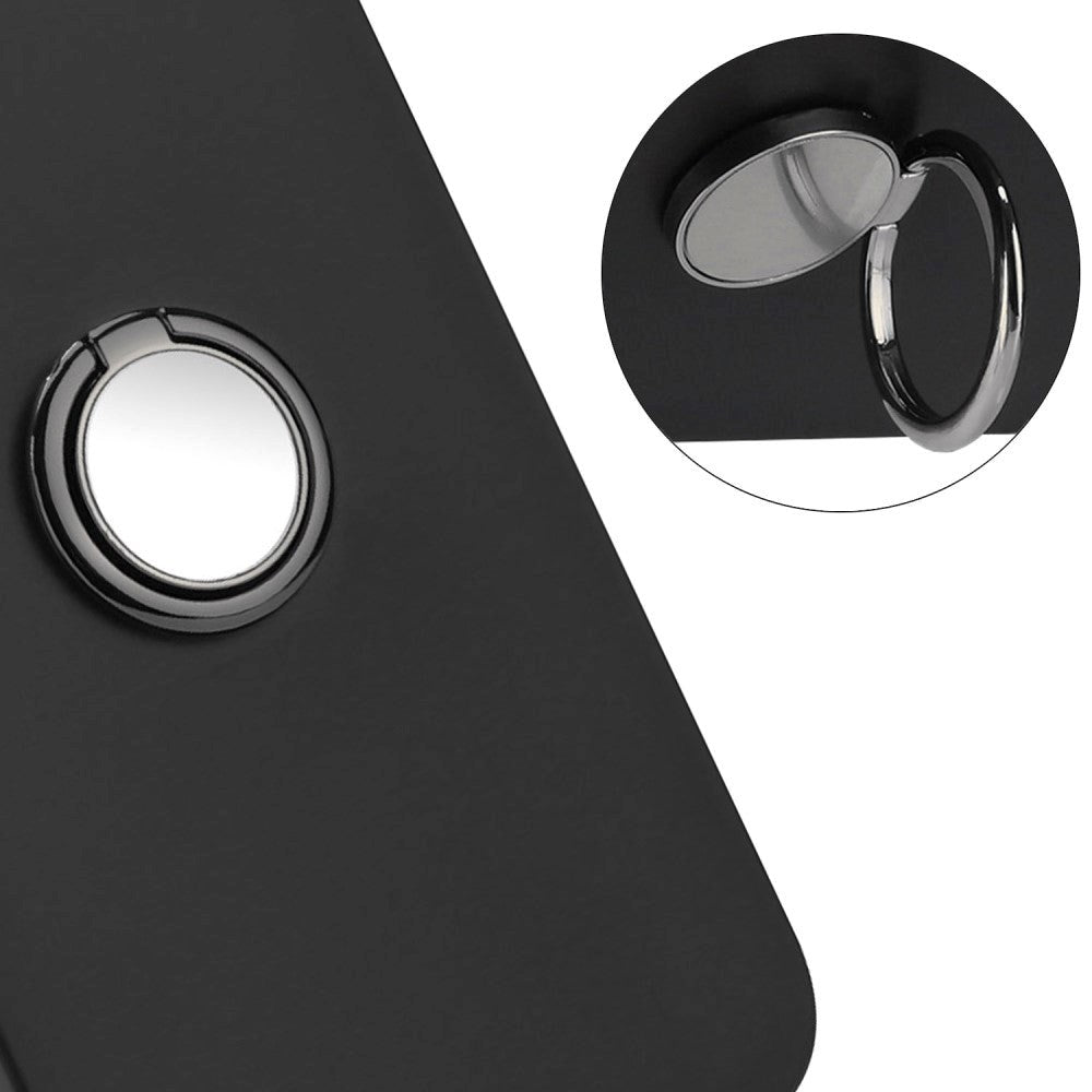 Google Pixel 8a Fleksibelt Plastik Cover m. Ring Kickstand - Sort m. Magnetisk Sort Ring