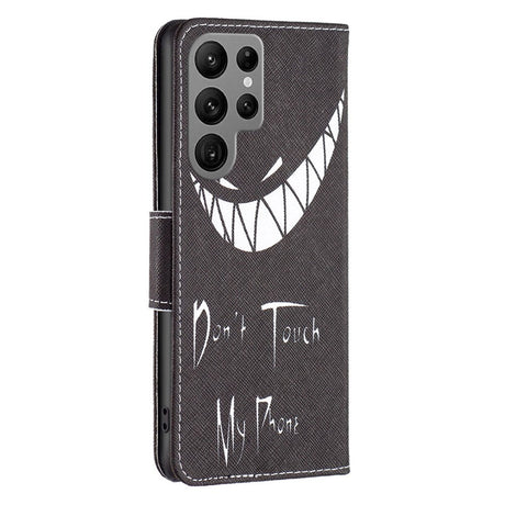 Samsung Galaxy S24 Ultra Læder Cover m. Pung & Ståfunktion - "Dont Touch My phone"