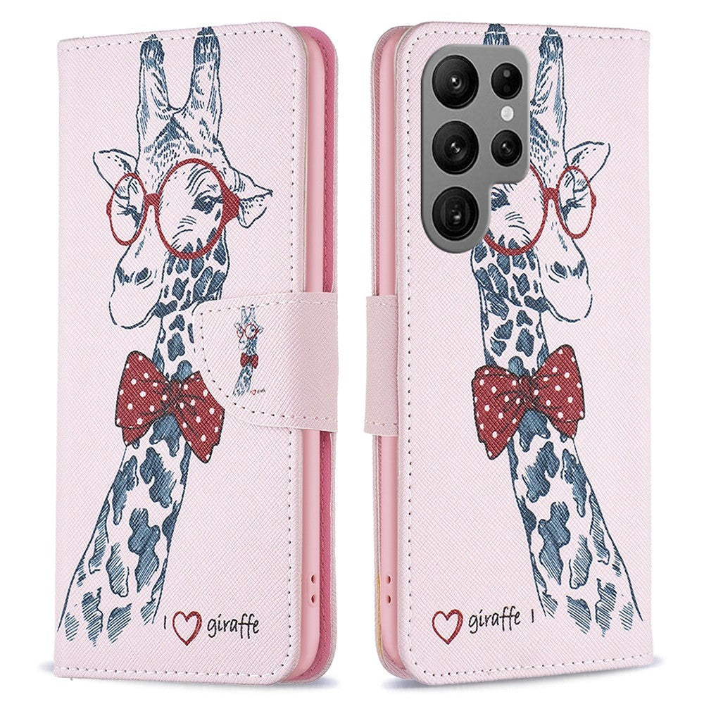 Samsung Galaxy S24 Ultra Læder Cover m. Pung & Ståfunktion - Giraf