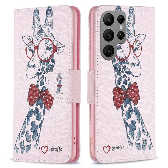 Samsung Galaxy S24 Ultra Læder Cover m. Pung & Ståfunktion - Giraf