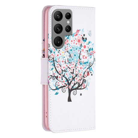 Samsung Galaxy S24 Ultra Læder Cover m. Pung - Blomster Træ