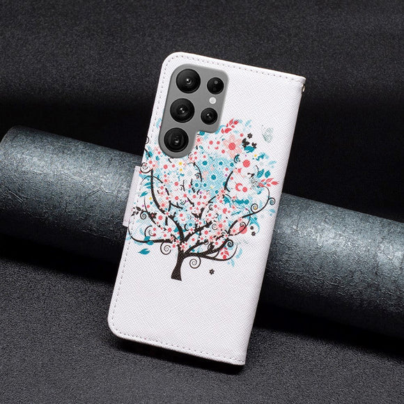 Samsung Galaxy S24 Ultra Læder Cover m. Pung - Blomster Træ