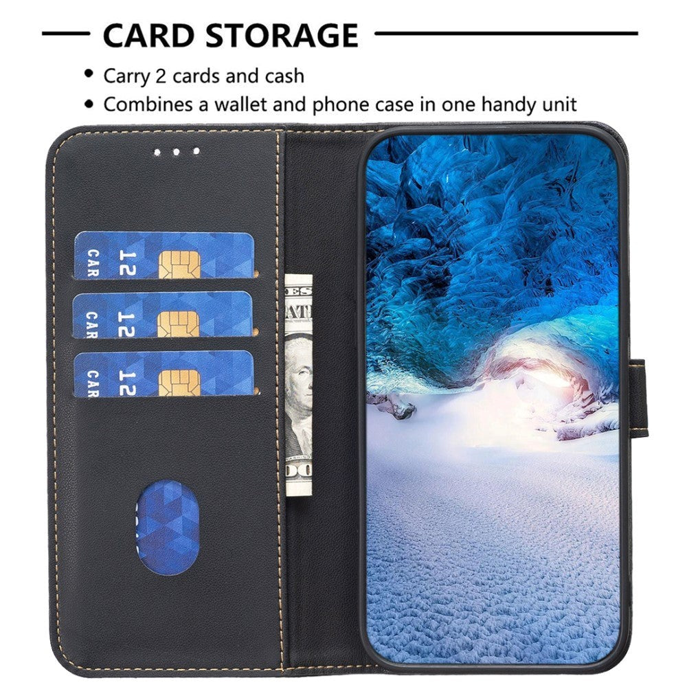Samsung Galaxy S24 Ultra Kunstlæder Flip Cover m. Kortholder & Ståfunktion - Sort