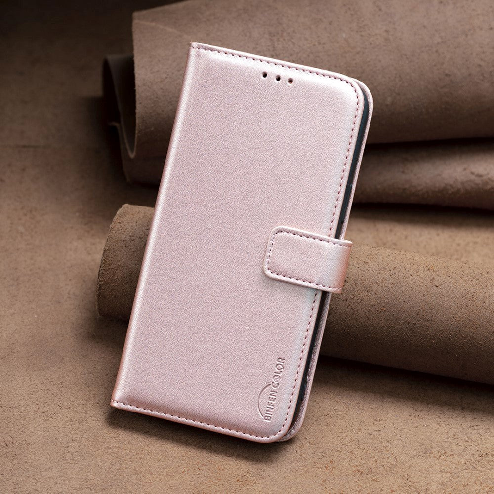 Samsung Galaxy S24 Ultra Kunstlæder Flip Cover m. Kortholder & Ståfunktion - Rose Gold