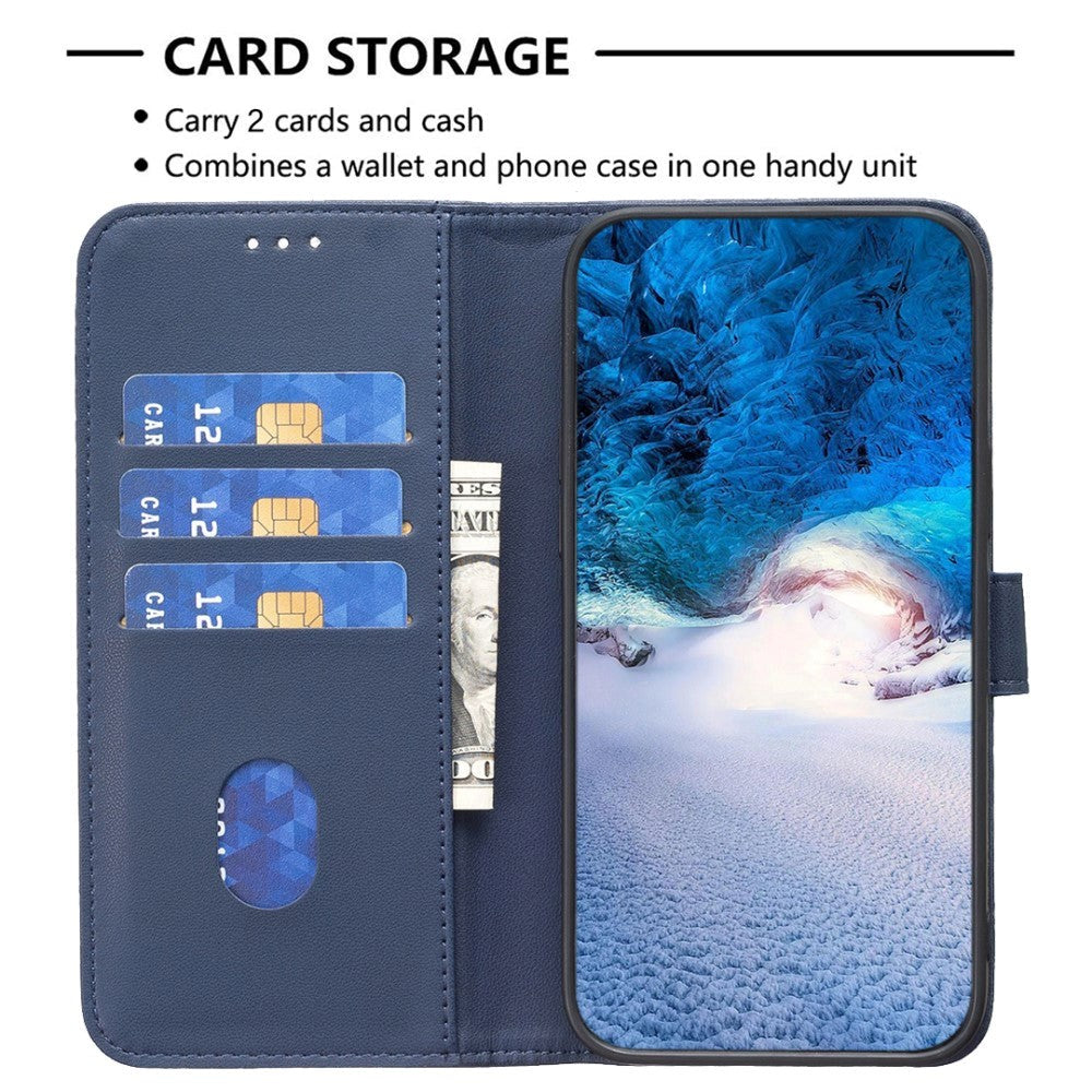Samsung Galaxy S24 Ultra Kunstlæder Flip Cover m. Kortholder & Ståfunktion - Blå