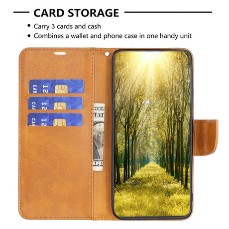 Samsung Galaxy S24 Imiteret Læder Cover m. Pung & Strop - Lysebrun