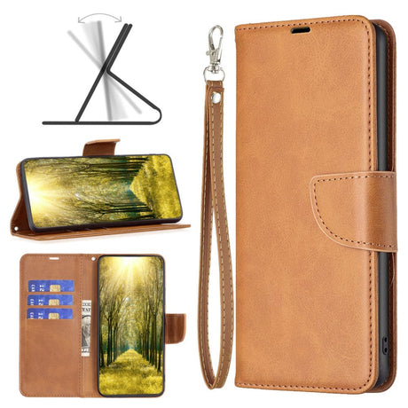Samsung Galaxy S24 Imiteret Læder Cover m. Pung & Strop - Lysebrun