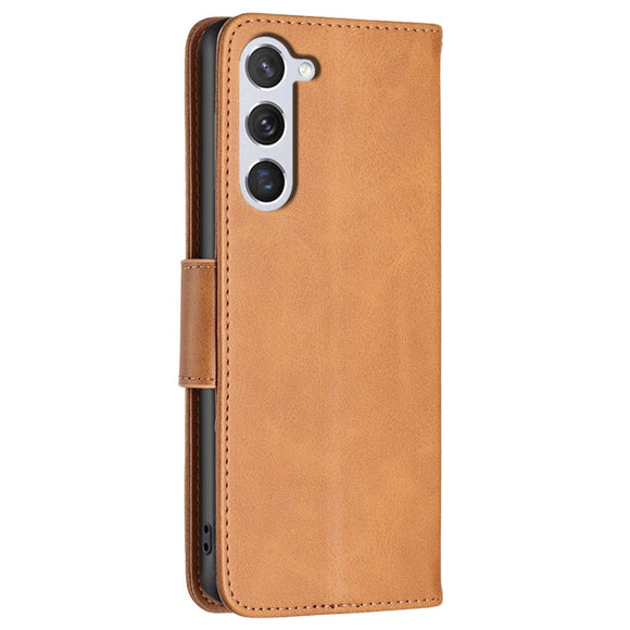 Samsung Galaxy S24 Imiteret Læder Cover m. Pung & Strop - Lysebrun