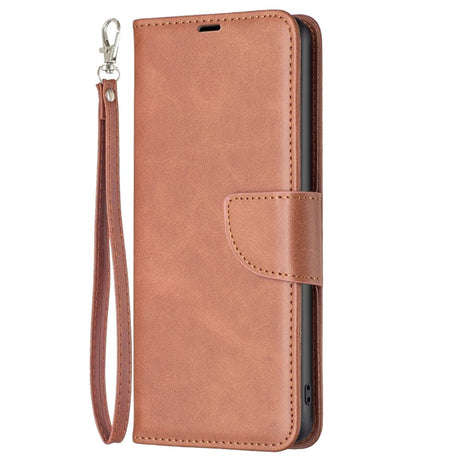Samsung Galaxy S24 Imiteret Læder Cover m. Pung & Strop - Brun