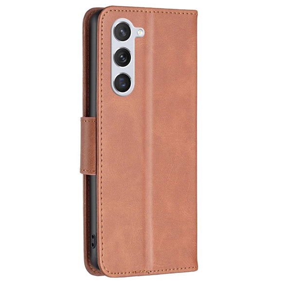 Samsung Galaxy S24 Imiteret Læder Cover m. Pung & Strop - Brun