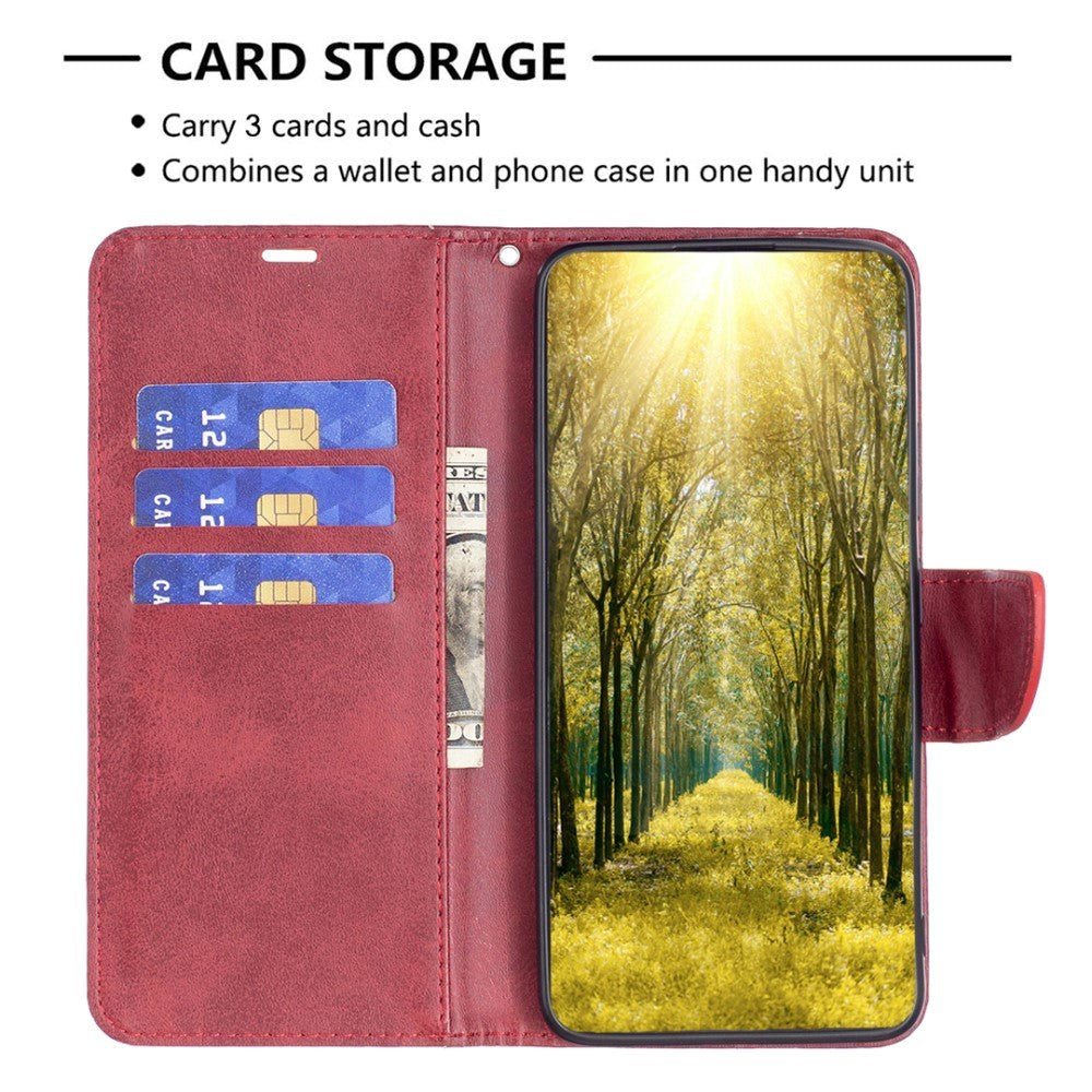 Samsung Galaxy S24 Imiteret Læder Cover m. Pung & Strop - Rød
