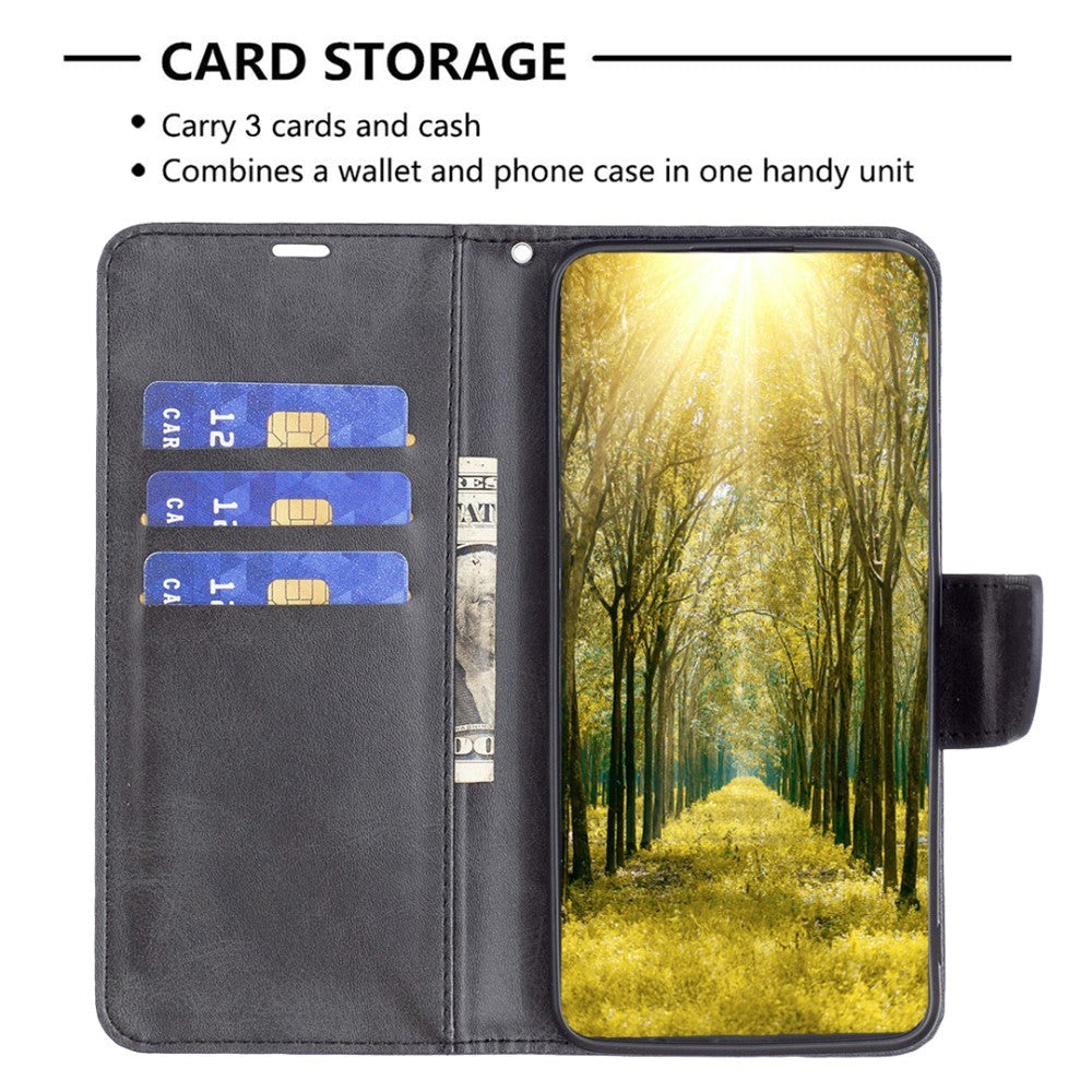Samsung Galaxy S24 Imiteret Læder Cover m. Pung & Strop - Sort