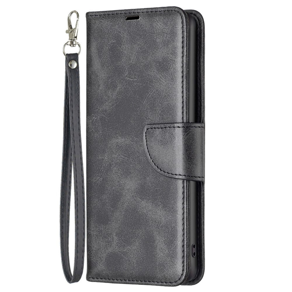Samsung Galaxy S24 Imiteret Læder Cover m. Pung & Strop - Sort
