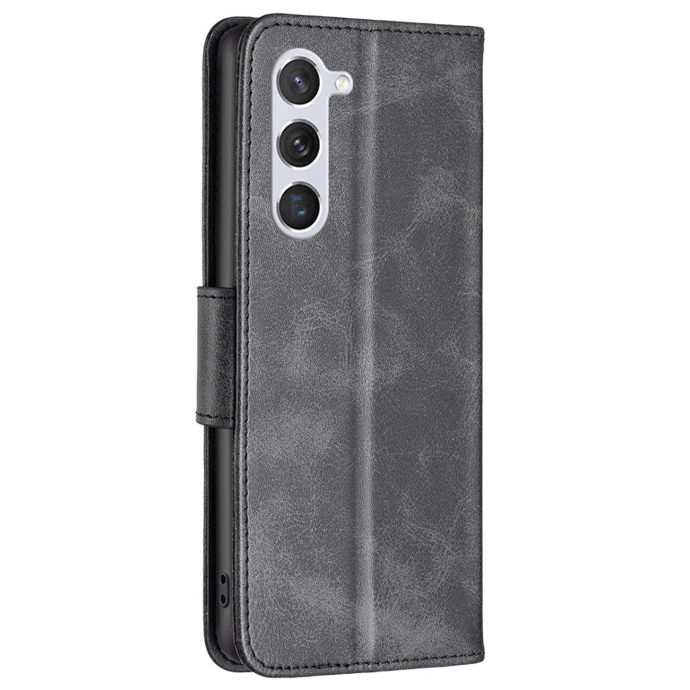 Samsung Galaxy S24 Imiteret Læder Cover m. Pung & Strop - Sort