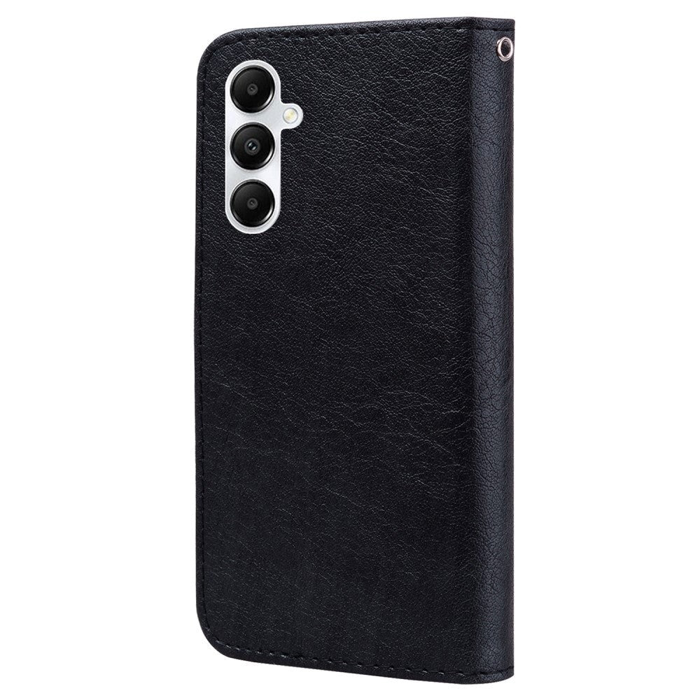 Samsung Galaxy A05s Neutralt Læder Cover m. Pung & Ståfunktion - Sort