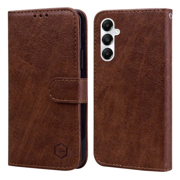 Samsung Galaxy A05s Neutralt Læder Cover m. Pung & Ståfunktion - Brun