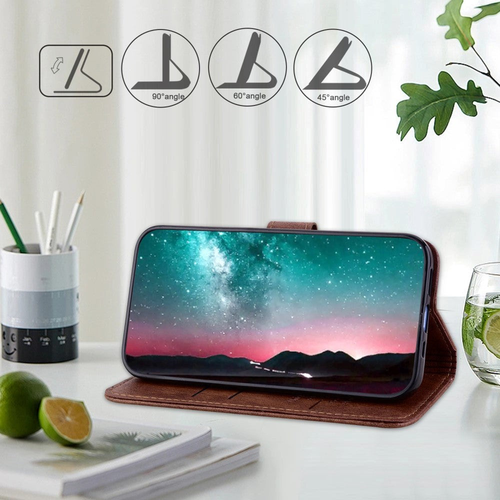 Samsung Galaxy A05s Neutralt Læder Cover m. Pung & Ståfunktion - Brun