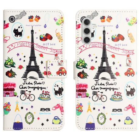 Samsung Galaxy S24 Læder Cover m. Pung & Ståfunktion - Eiffeltårnet