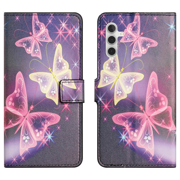 Samsung Galaxy S24 Læder Cover m. Pung & Ståfunktion - Sommerfugle