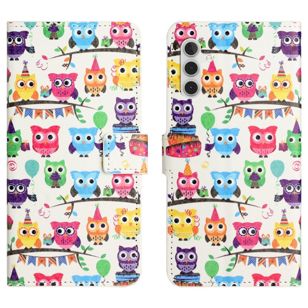 Samsung Galaxy S24 Læder Cover m. Pung & Ståfunktion - Ugler