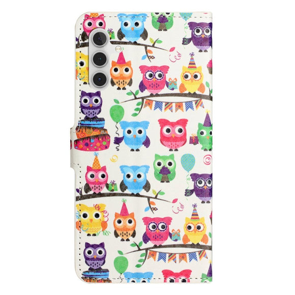 Samsung Galaxy S24 Læder Cover m. Pung & Ståfunktion - Ugler