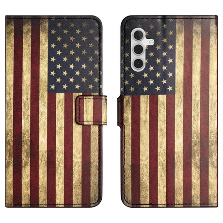 Samsung Galaxy S24 Læder Cover m. Pung & Ståfunktion - Amerikansk Flag