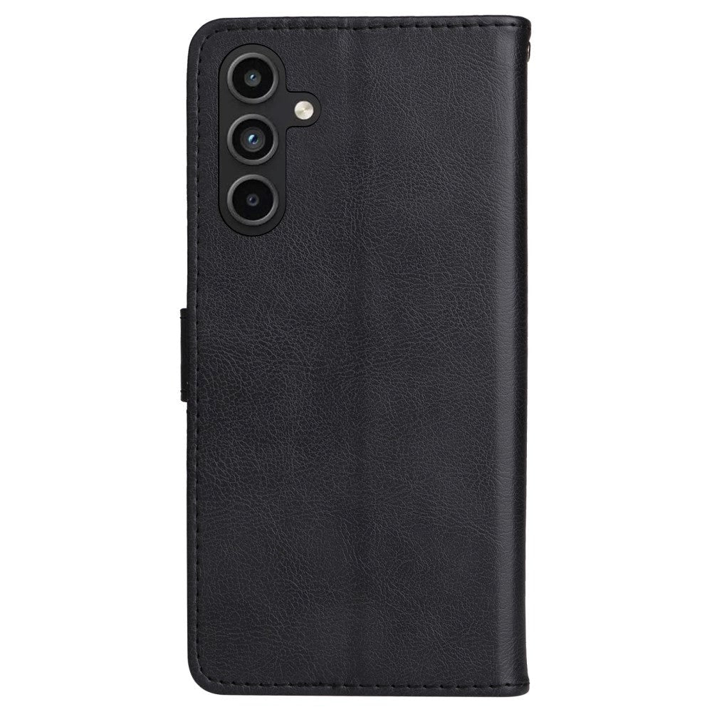 Samsung Galaxy A15 (5G) / A15 Læder Cover m. Pung og Strop - Sort