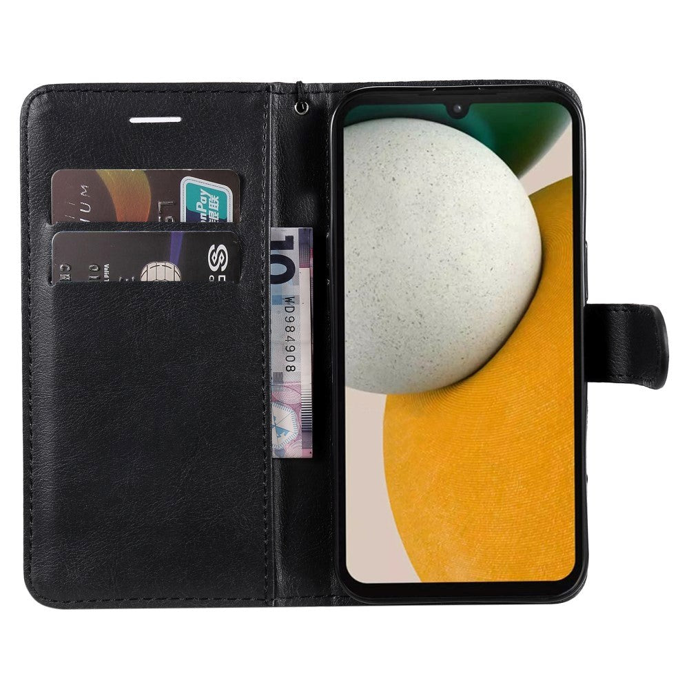 Samsung Galaxy A15 (5G) / A15 Læder Cover m. Pung og Strop - Sort