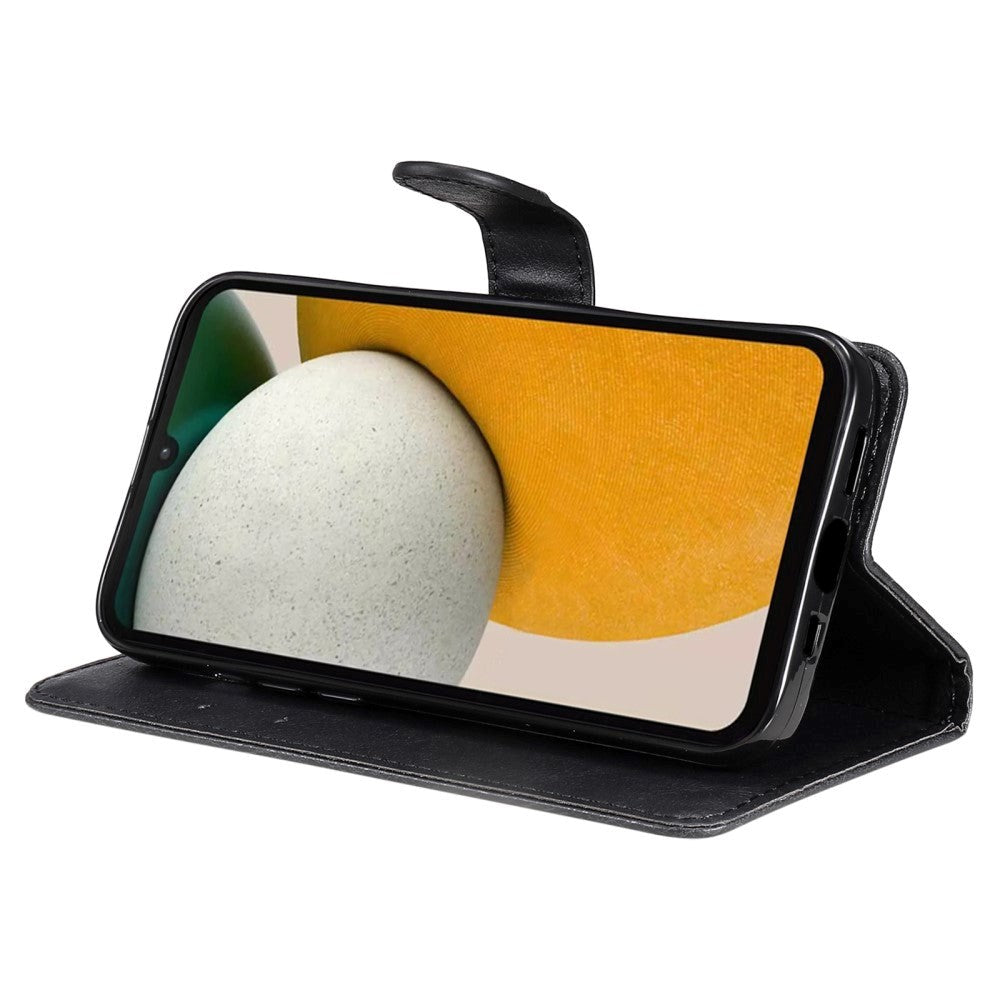 Samsung Galaxy A15 (5G) / A15 Læder Cover m. Pung og Strop - Sort