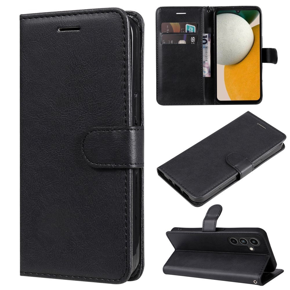Samsung Galaxy A15 (5G) / A15 Læder Cover m. Pung og Strop - Sort