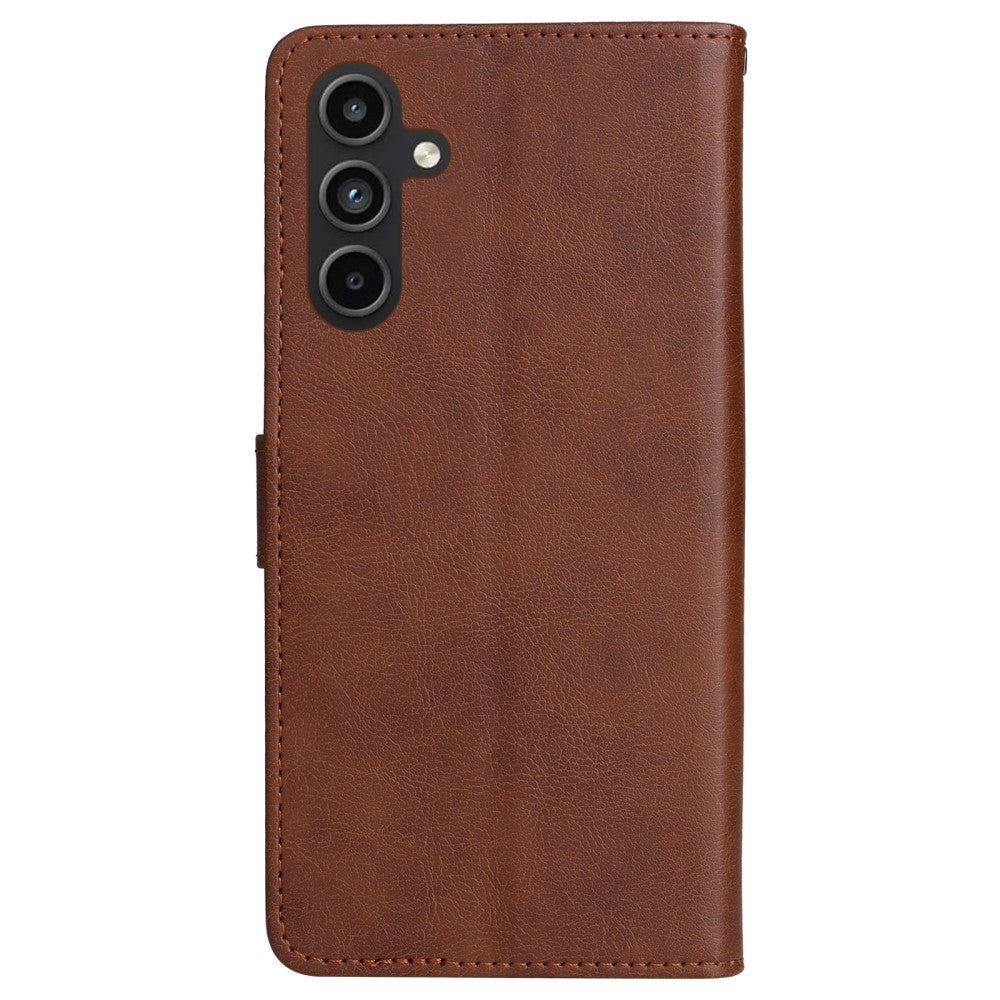 Samsung Galaxy A15 (5G) / A15 Læder Cover m. Pung og Strop - Brun